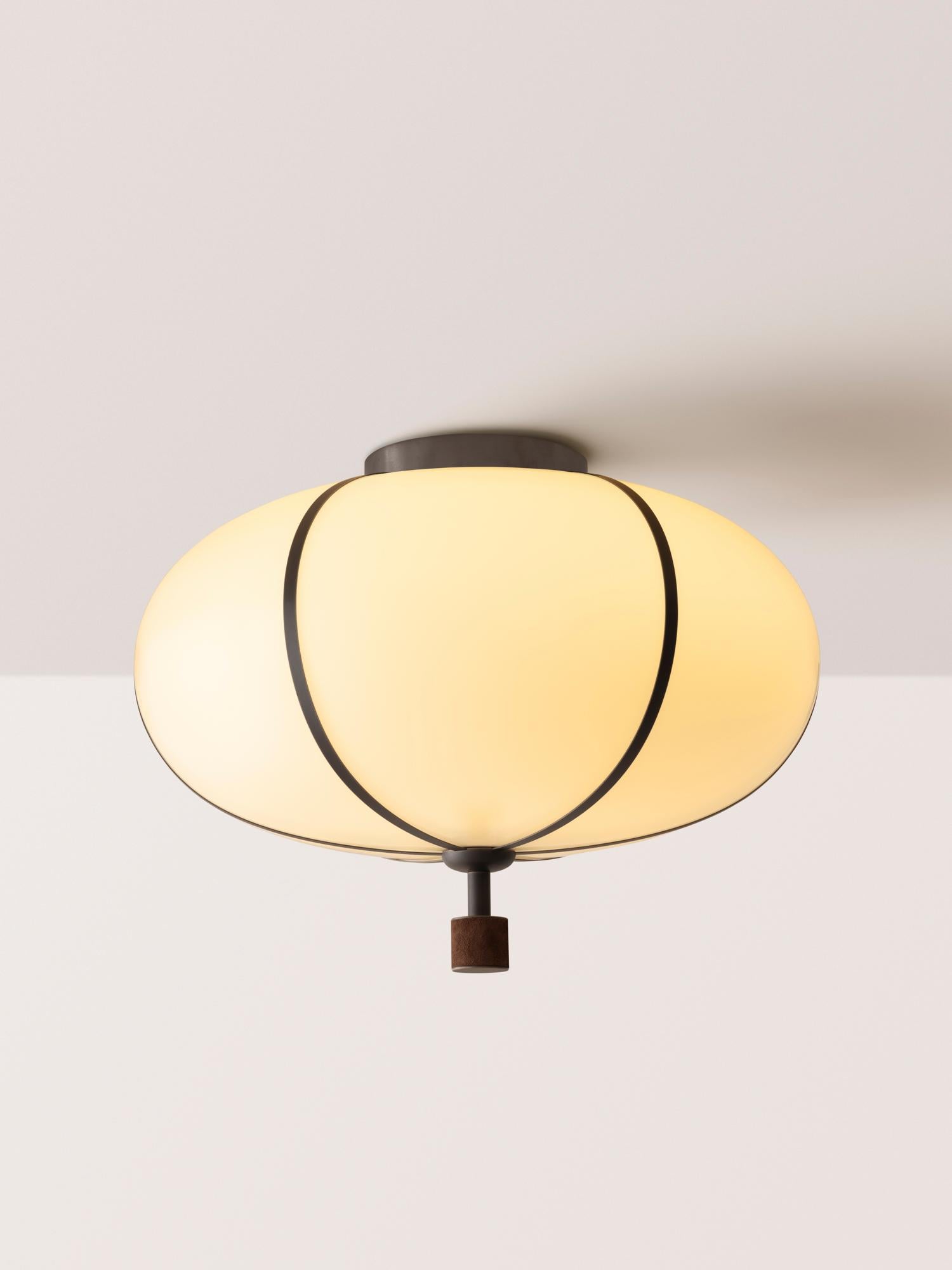 Rib Flush Mount - Large Ellipse in Oil-Rubbed Bronze In New Condition For Sale In New York, NY