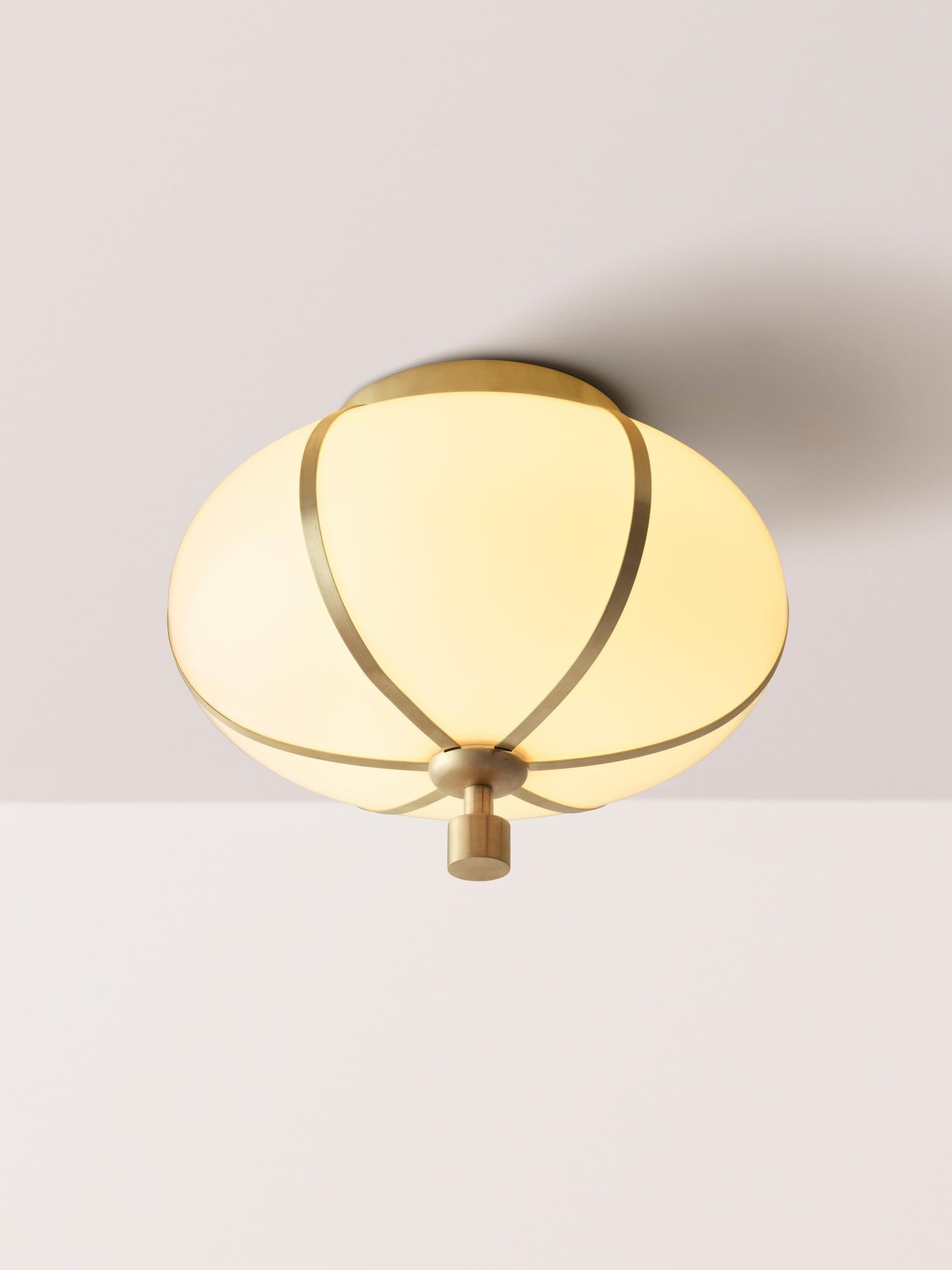 Rib Flush Mount - Small Ellipse in Satin Brass In New Condition For Sale In New York, NY