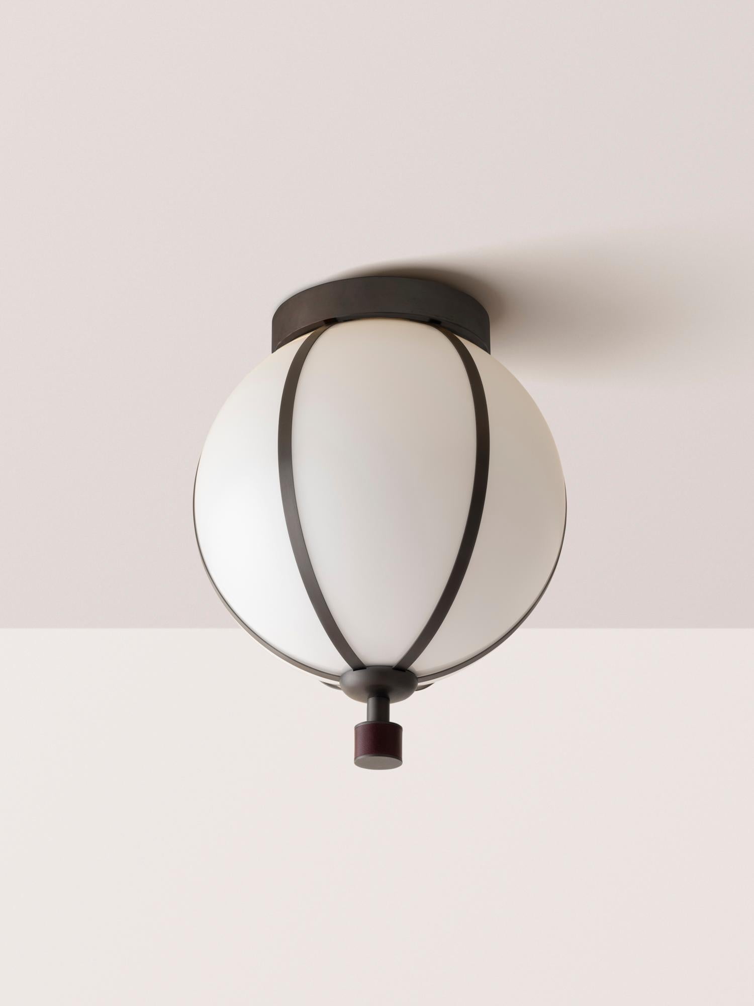 Contemporary Rib Flush Mount - Small Sphere in Satin Black For Sale