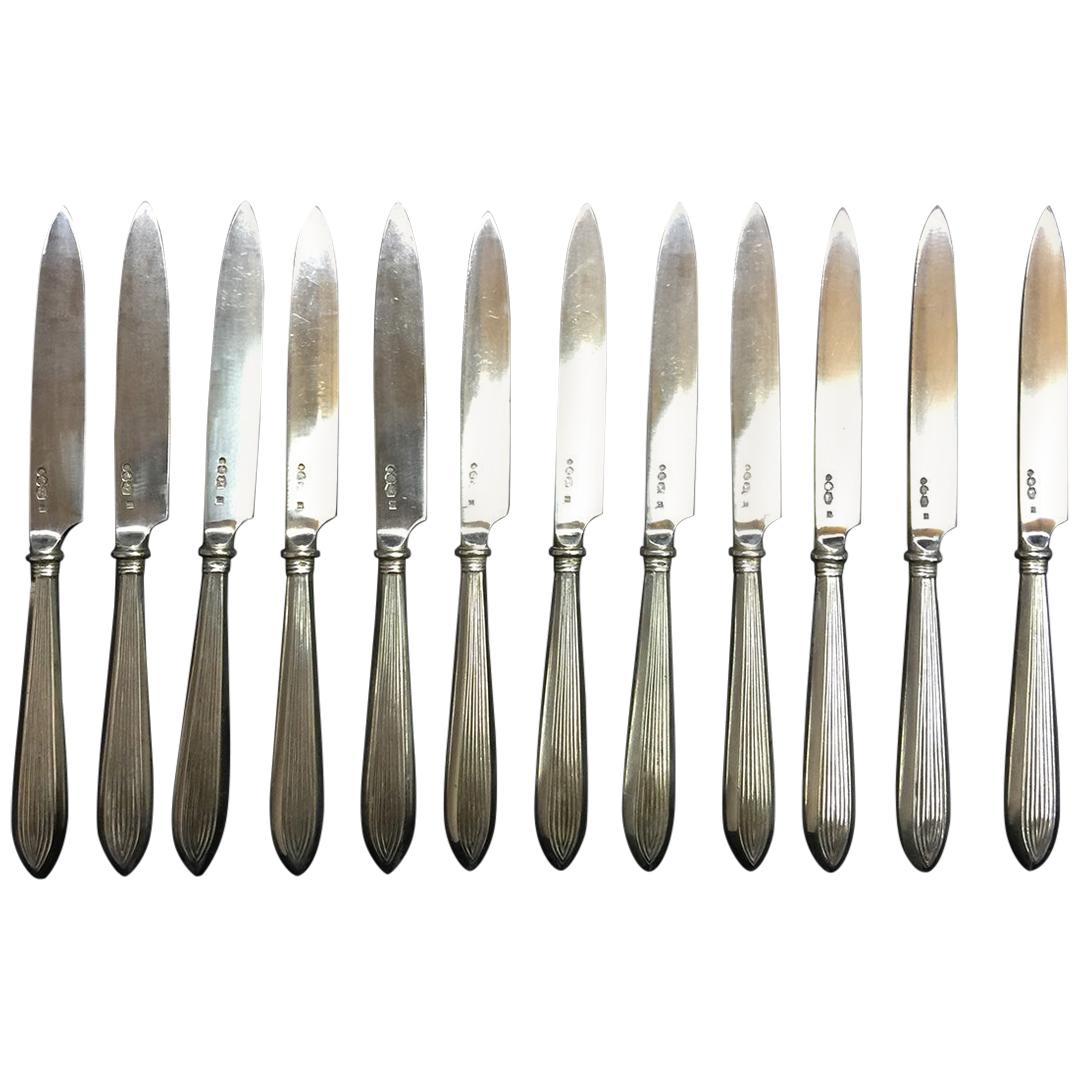 Couteaux à fruits en argent modèle Rib, par van Kempen & Zonen, Pays-Bas, 1920 en vente