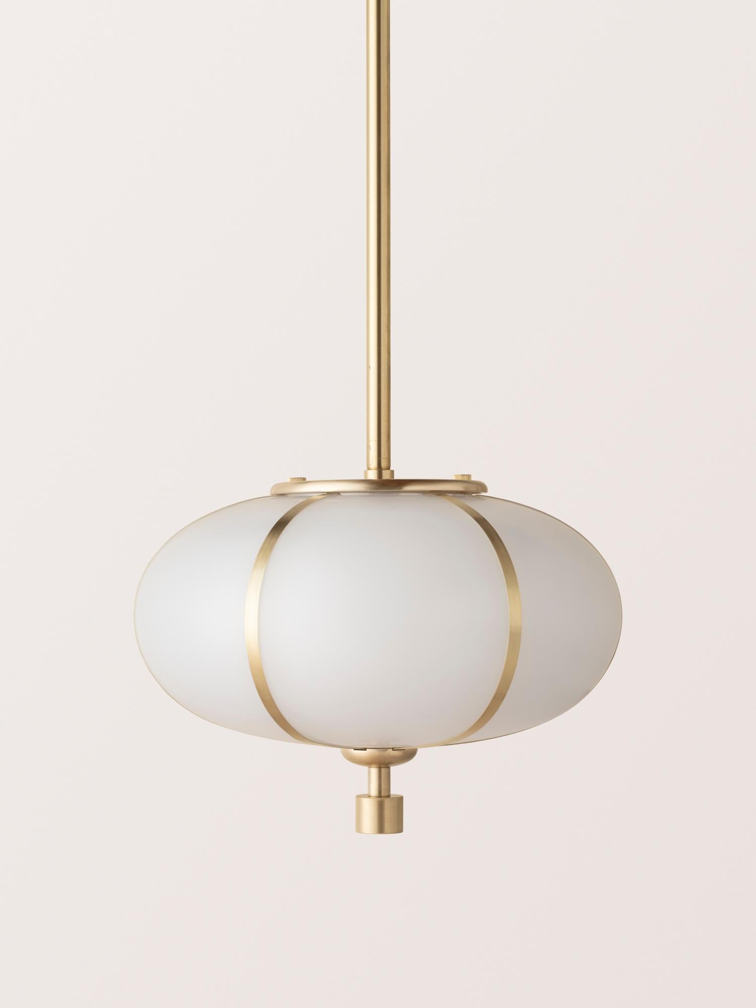 Rib Pendant - Small Ellipse in Satin Brass In New Condition For Sale In New York, NY