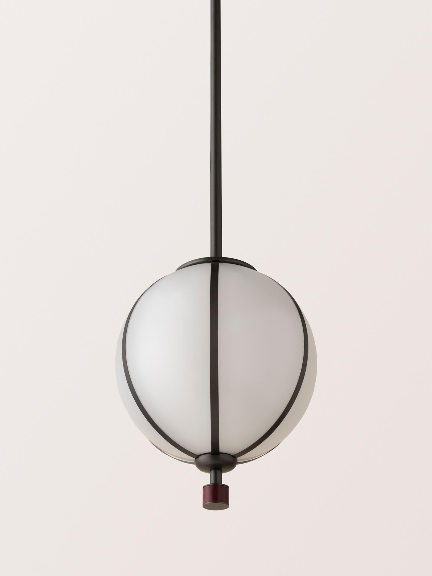 Contemporary Rib Pendant - Small Sphere in Satin Black For Sale