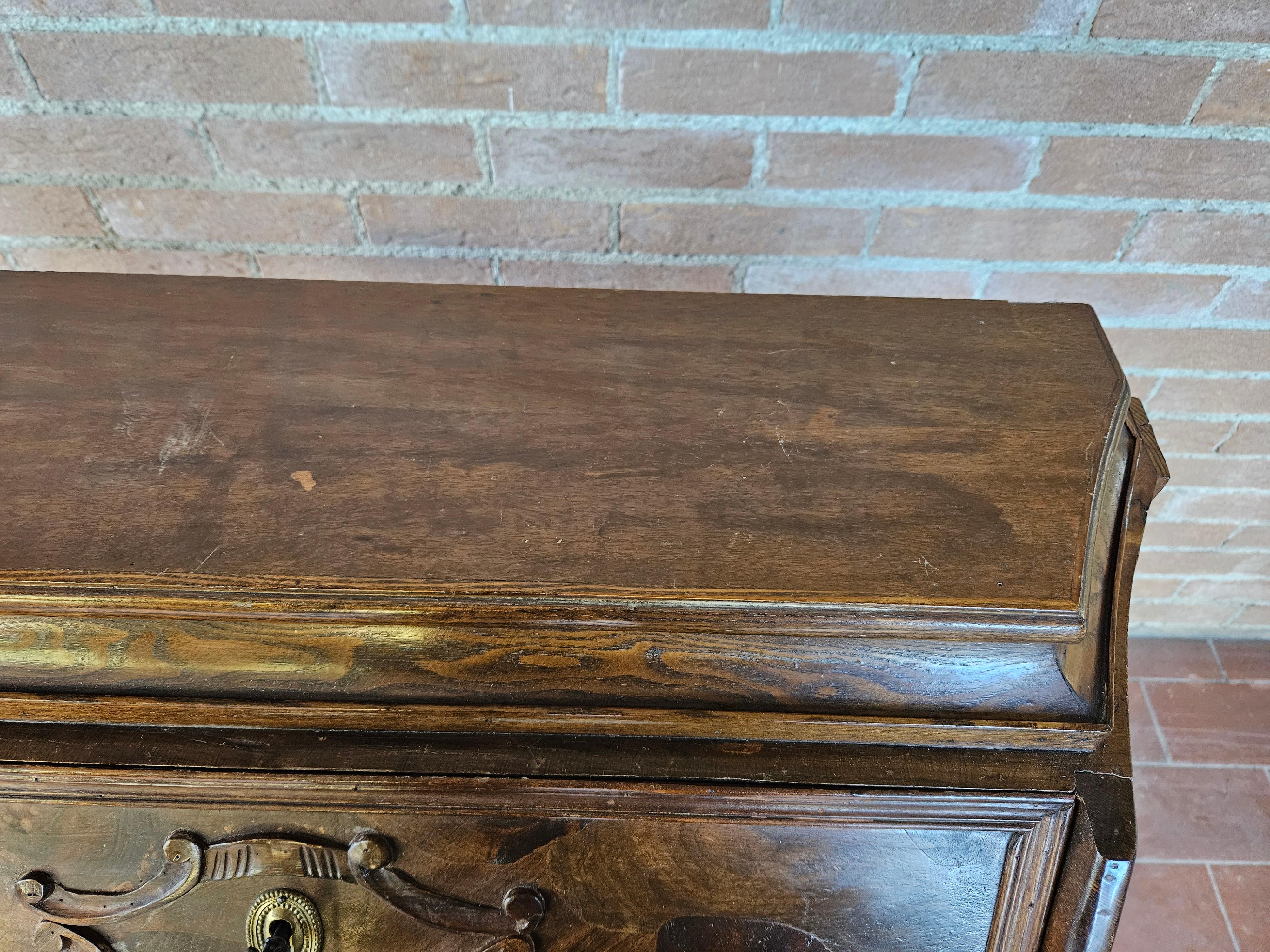 Iron Walnut flap with three drawers 20th century For Sale