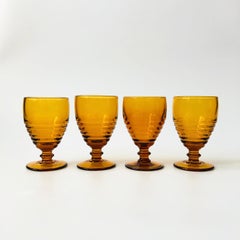 Gobelets à vin ambrés côtelés - Lot de 4