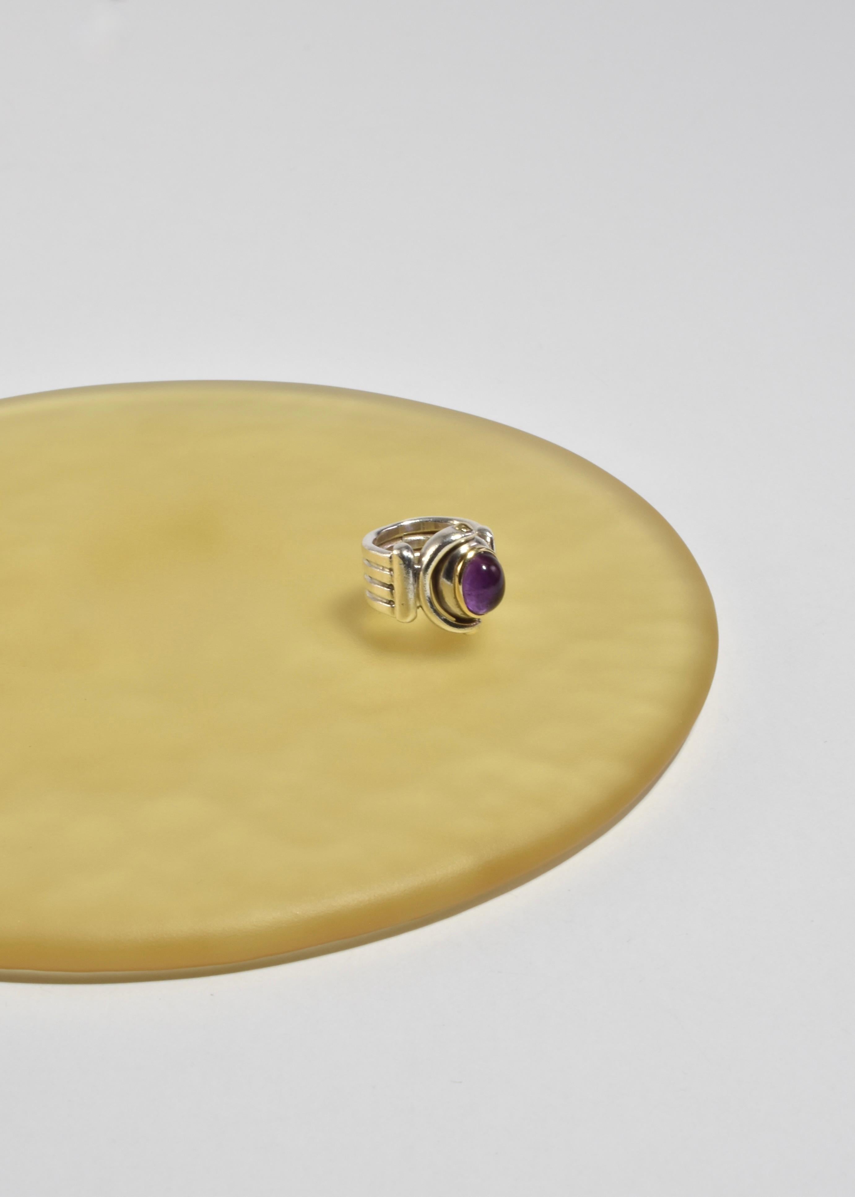 Cabochon Ribbed Amethyst Ring For Sale