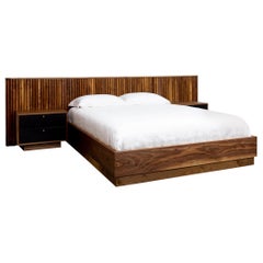 "Mary Elizabeth" Walnut Bed w/ Integrated Leather Nightstands by Kate Duncan 