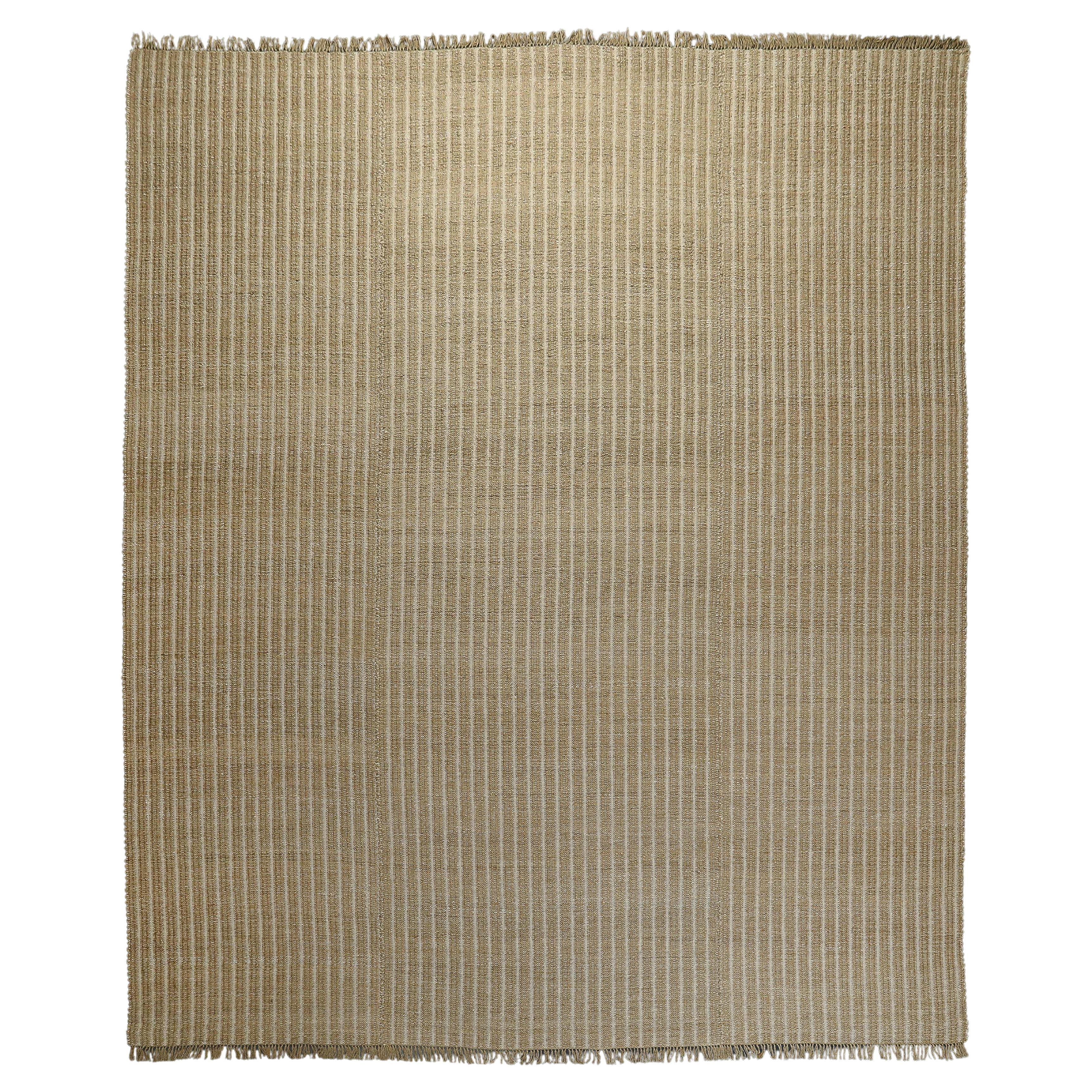 Ribbed Camel & Cream Mohair Hand-Knotted Area Rug by Ennui Home