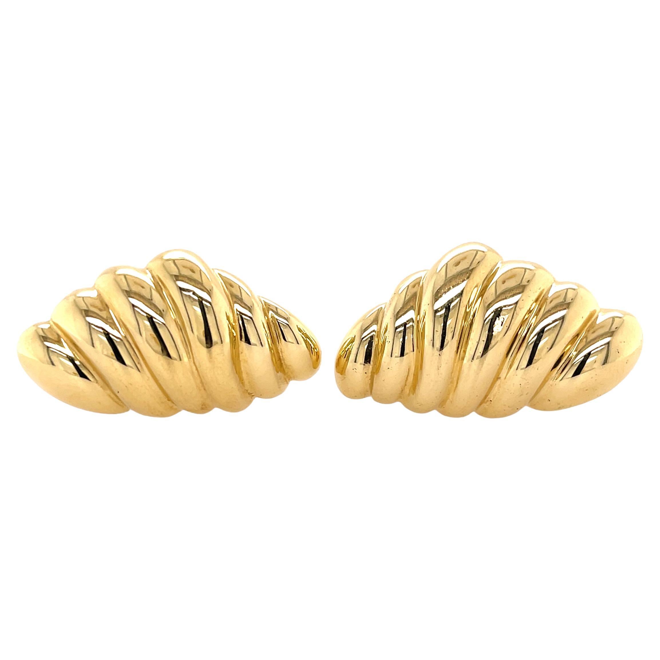 Ribbed Clip-on Earring Yellow Gold