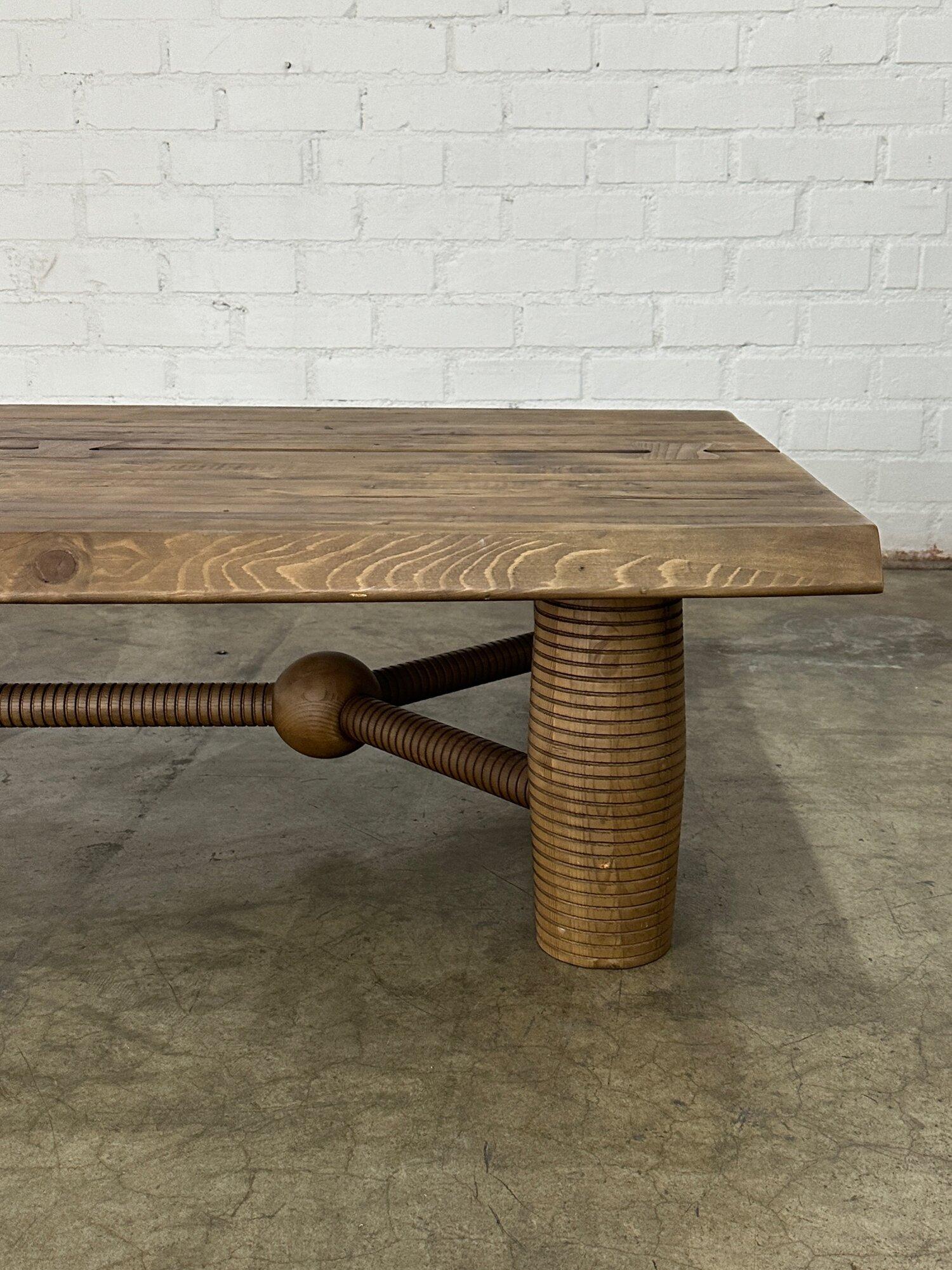 Mid-Century Modern Ribbed Coffee table in Reclaimed Oak For Sale