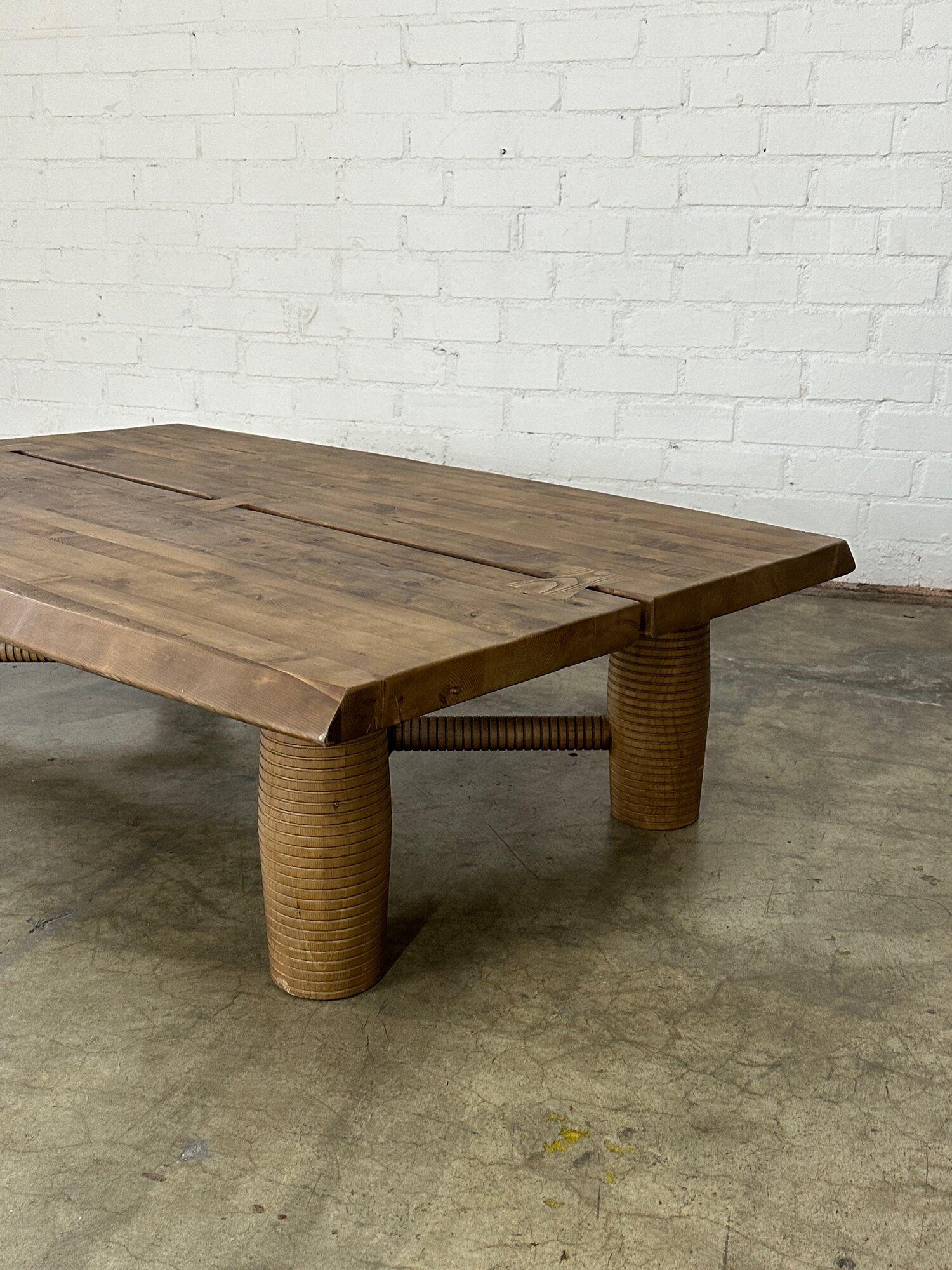 Wood Ribbed Coffee table in Reclaimed Oak For Sale