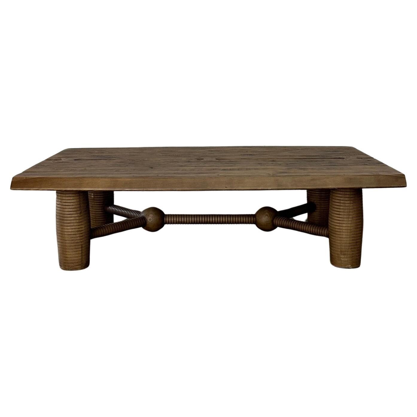 Ribbed Coffee table in Reclaimed Oak For Sale