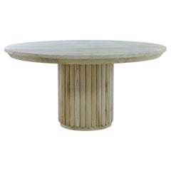 Ribbed Column 60" Round Dining Table - Fruitwood Finish