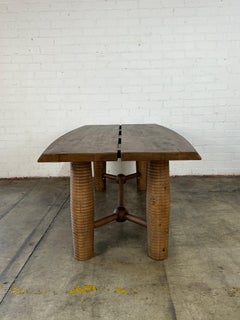 Ribbed Contemporary dining table in reclaimed oak
