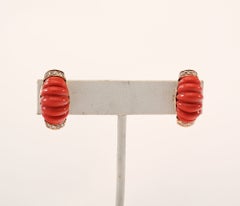 Ribbed Coral Half Hoop Earrings