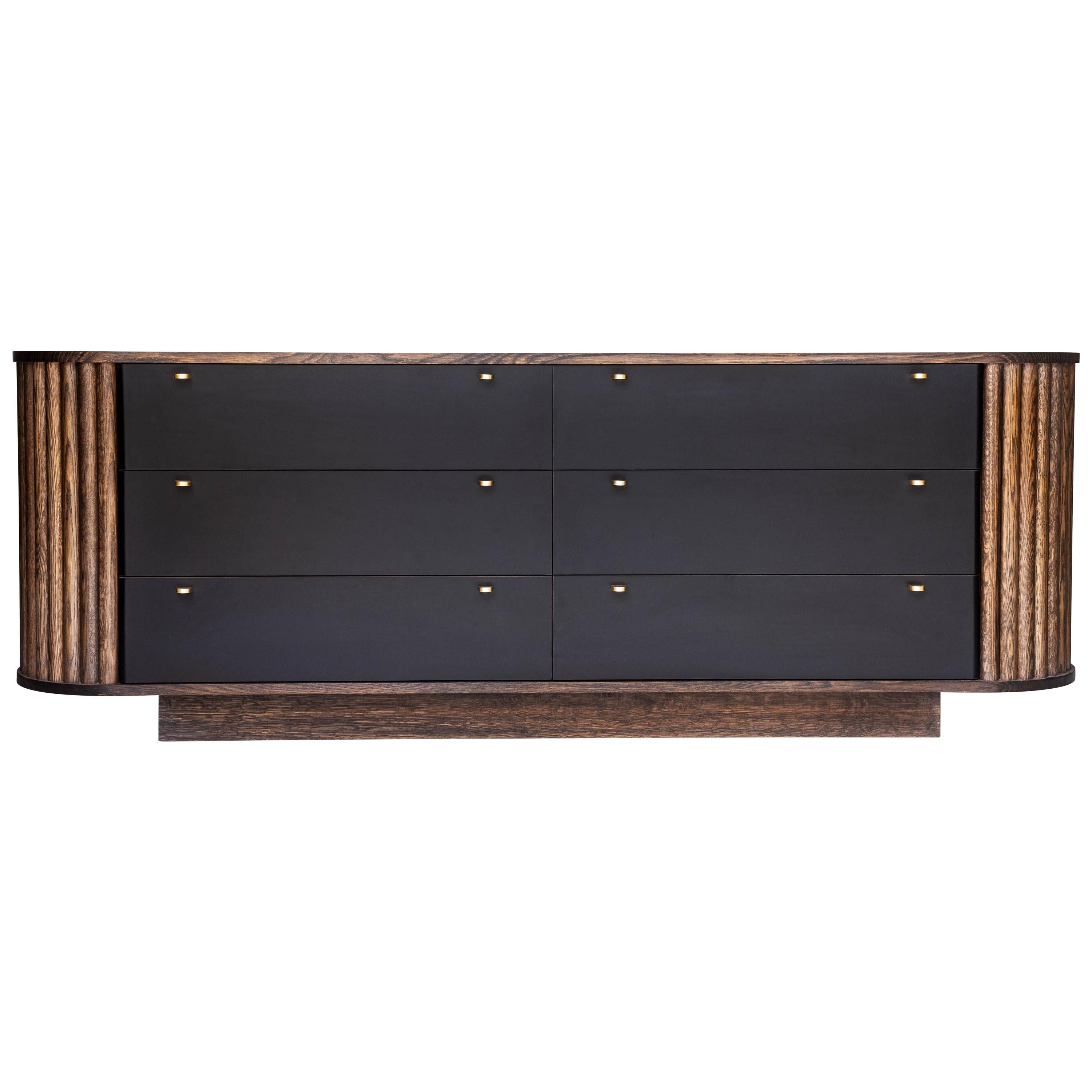 "Deborah Lea" Dresser / Credenza, with Leather and Brass accents by Kate Duncan  For Sale