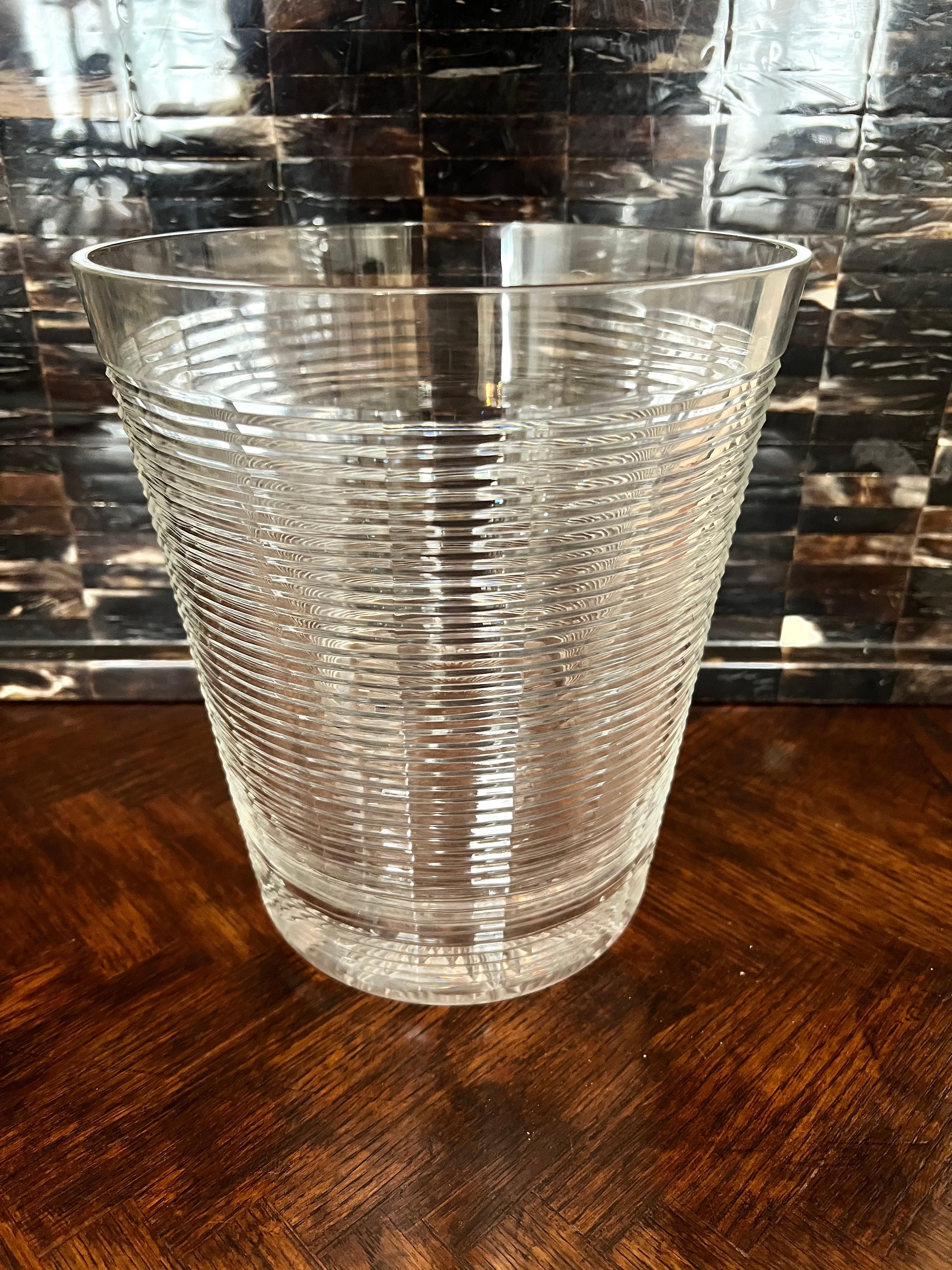 Ribbed Crystal Ice or Champagne Bucket For Sale 4