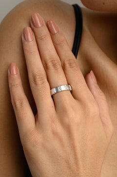 Unisex Diamond Engagement Band Ring Gift for Him in 18k Solid White Gold