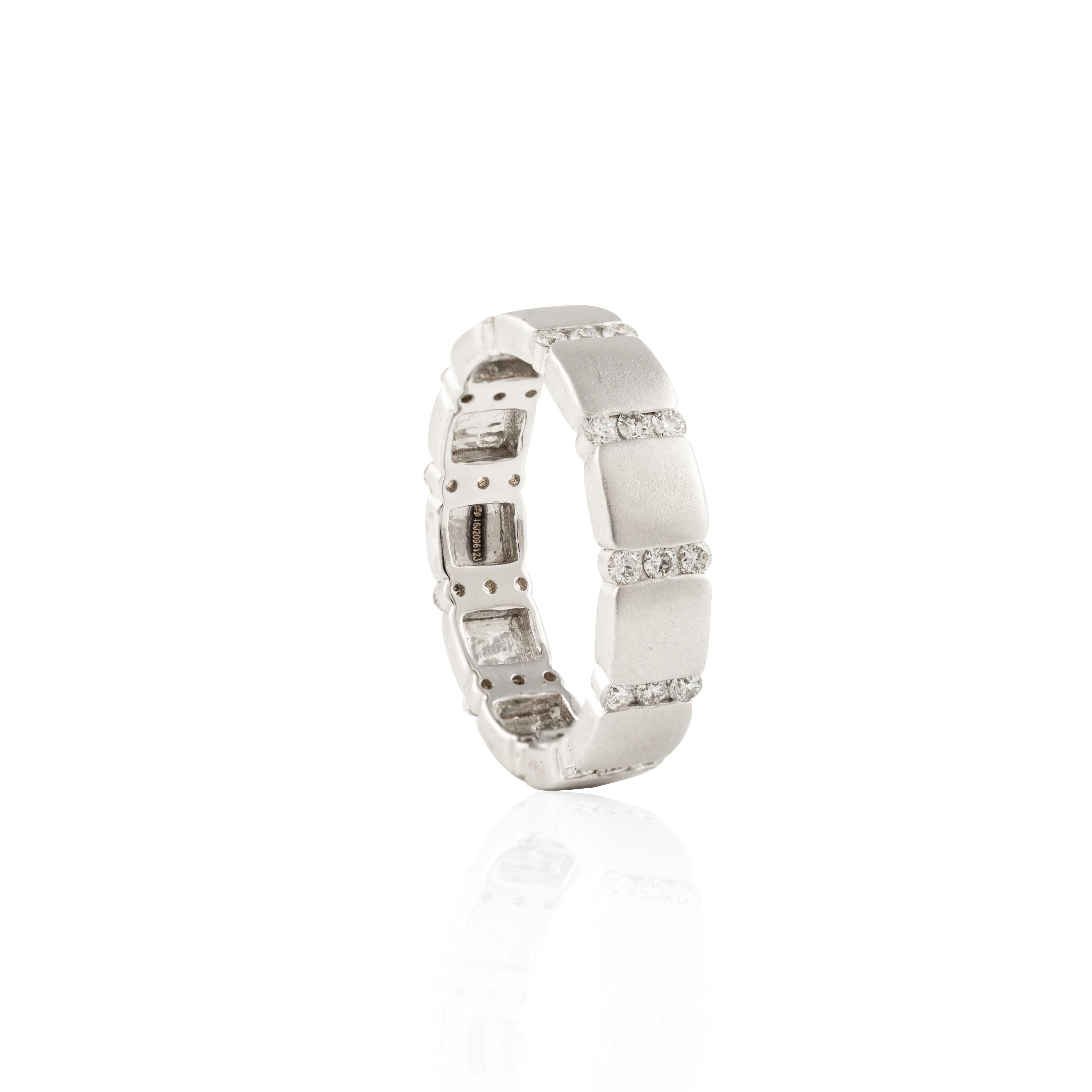 For Sale:  Unisex Diamond Eternity Engagement Band Ring in 18k Solid White Gold 5