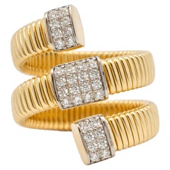 Ribbed Diamond Wrap Ring