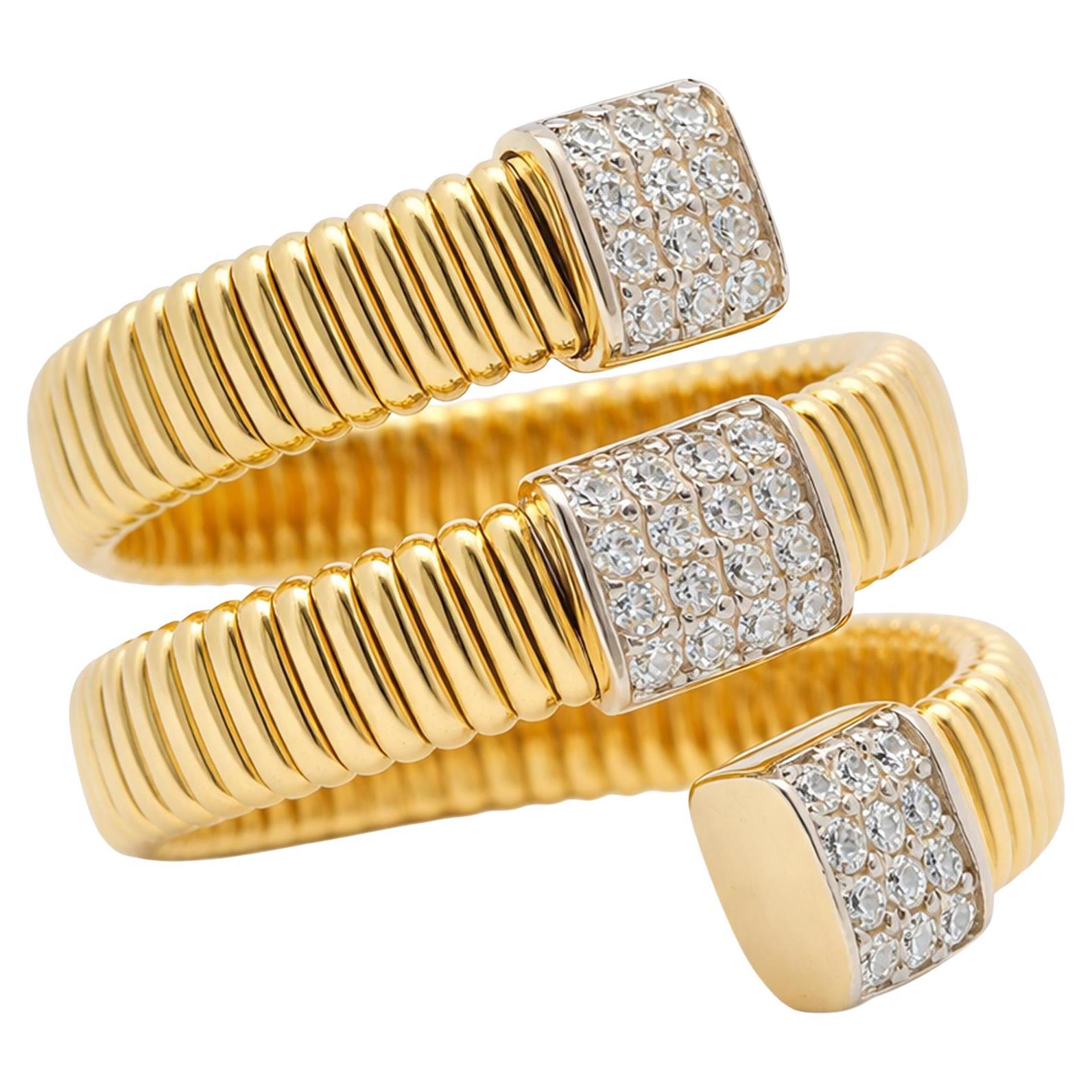 Ribbed Diamond Wrap Ring