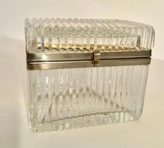 Ribbed Glass Hinged Casket Box