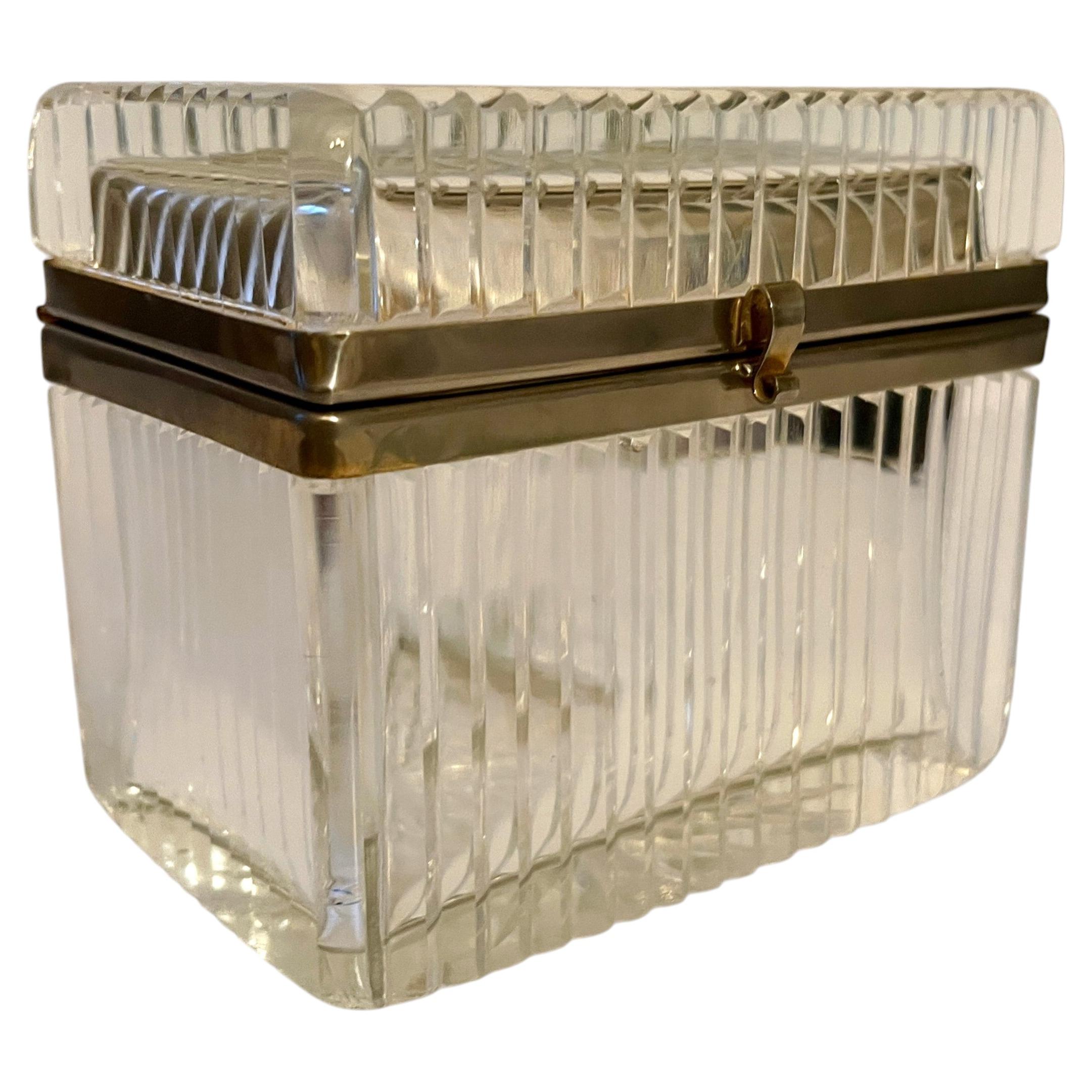 Ribbed Glass Hinged Casket Box