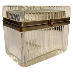 Ribbed Glass Hinged Casket Box