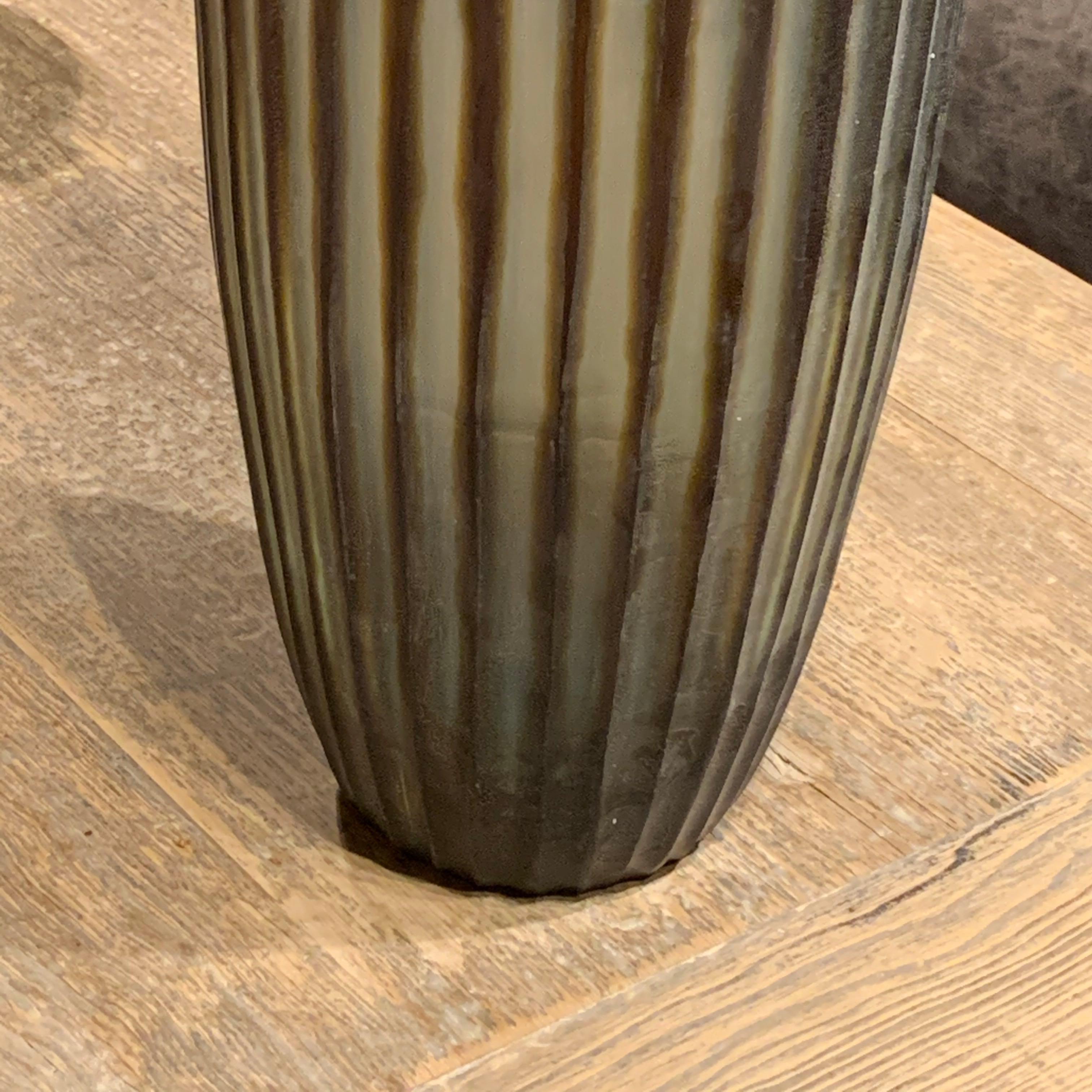 Ribbed Glass Vase, Indonesia, Contemporary In New Condition In New York, NY