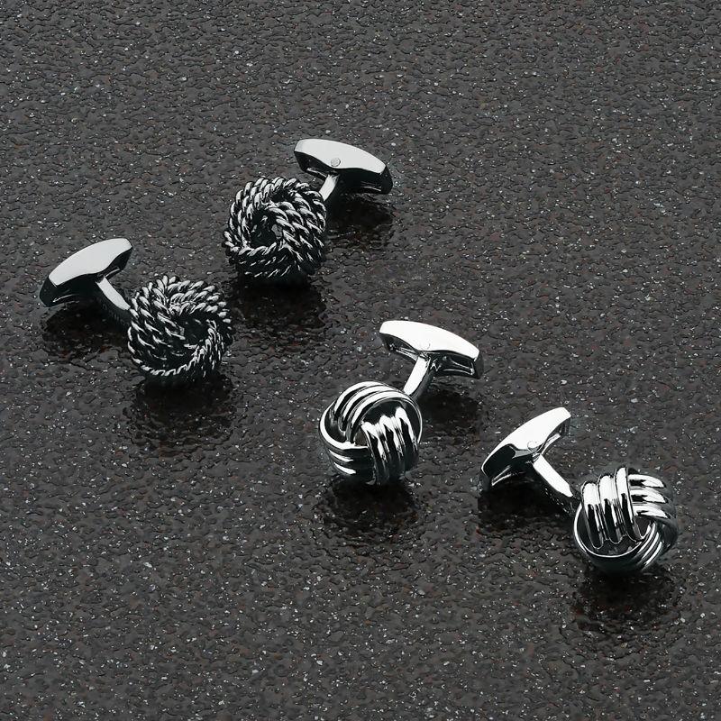 Ribbed Knot Cufflinks in Stainless Steel In New Condition In Fulham business exchange, London