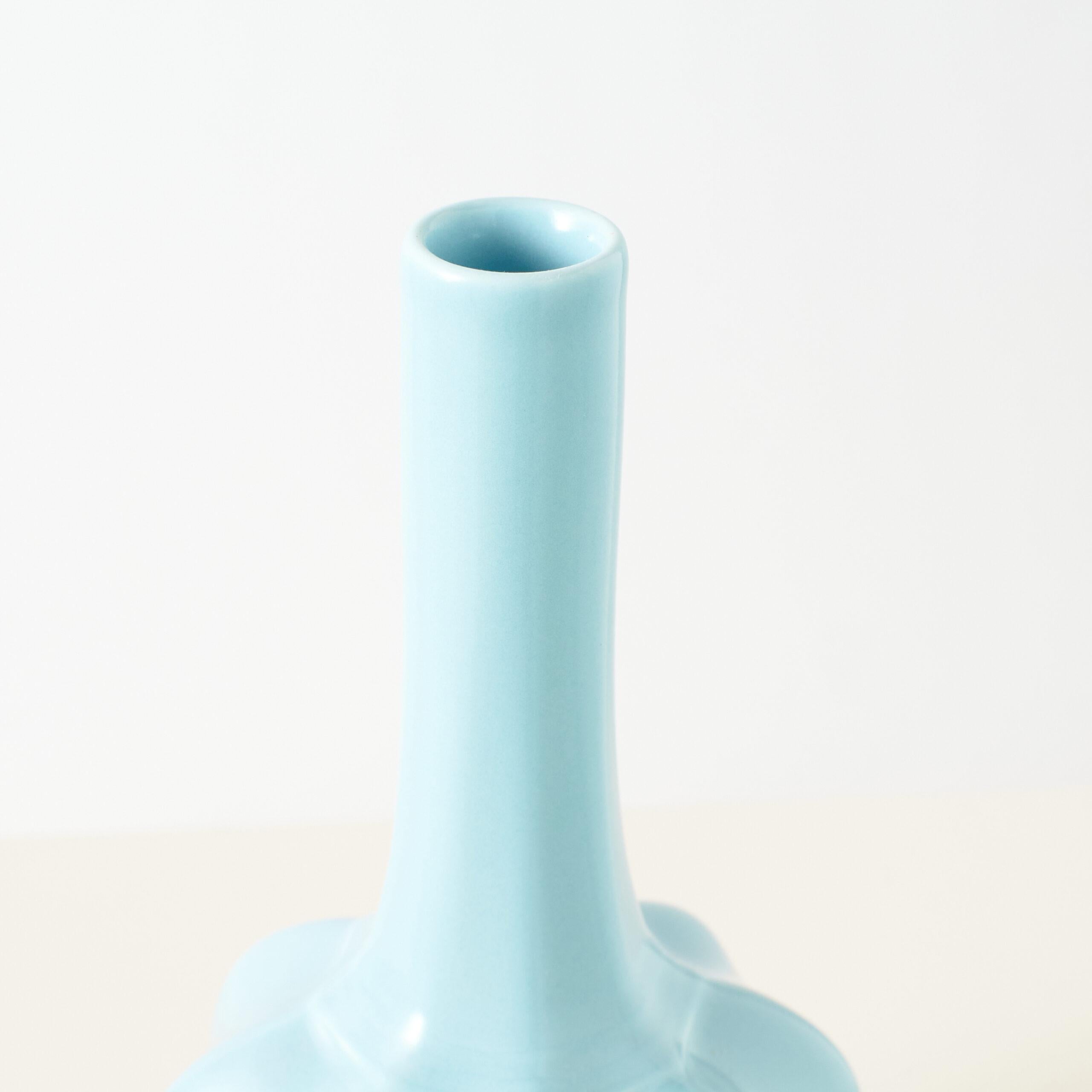 Gerippte Melonenform Celadon-Vase (Chinesisch) im Angebot