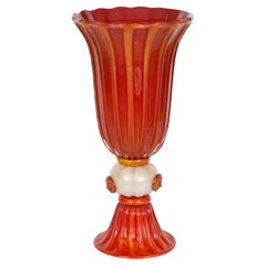 Ribbed Murano Glass Pedestal Vase by Giovanni Dalla Fina in 1980s