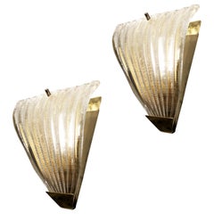 Ribbed Murano Glass Sconces, Italy, 1960s