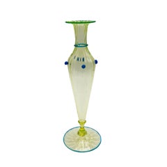 Ribbed Murano Glass Vase with Bud Detailing by Salviati, circa 1910