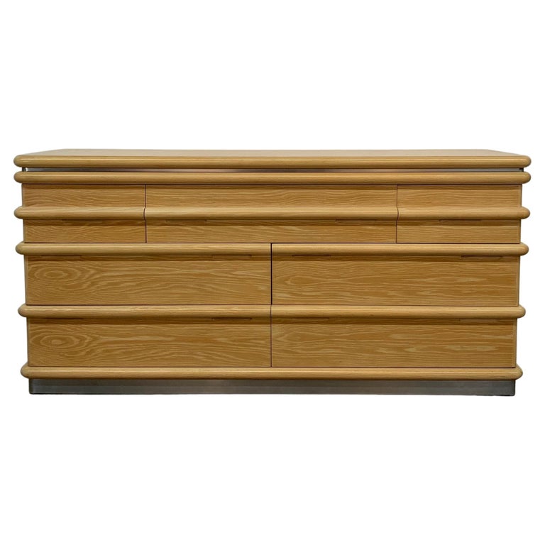 Ribbed Oak Credenza by Jay Spectre For Sale at 1stDibs