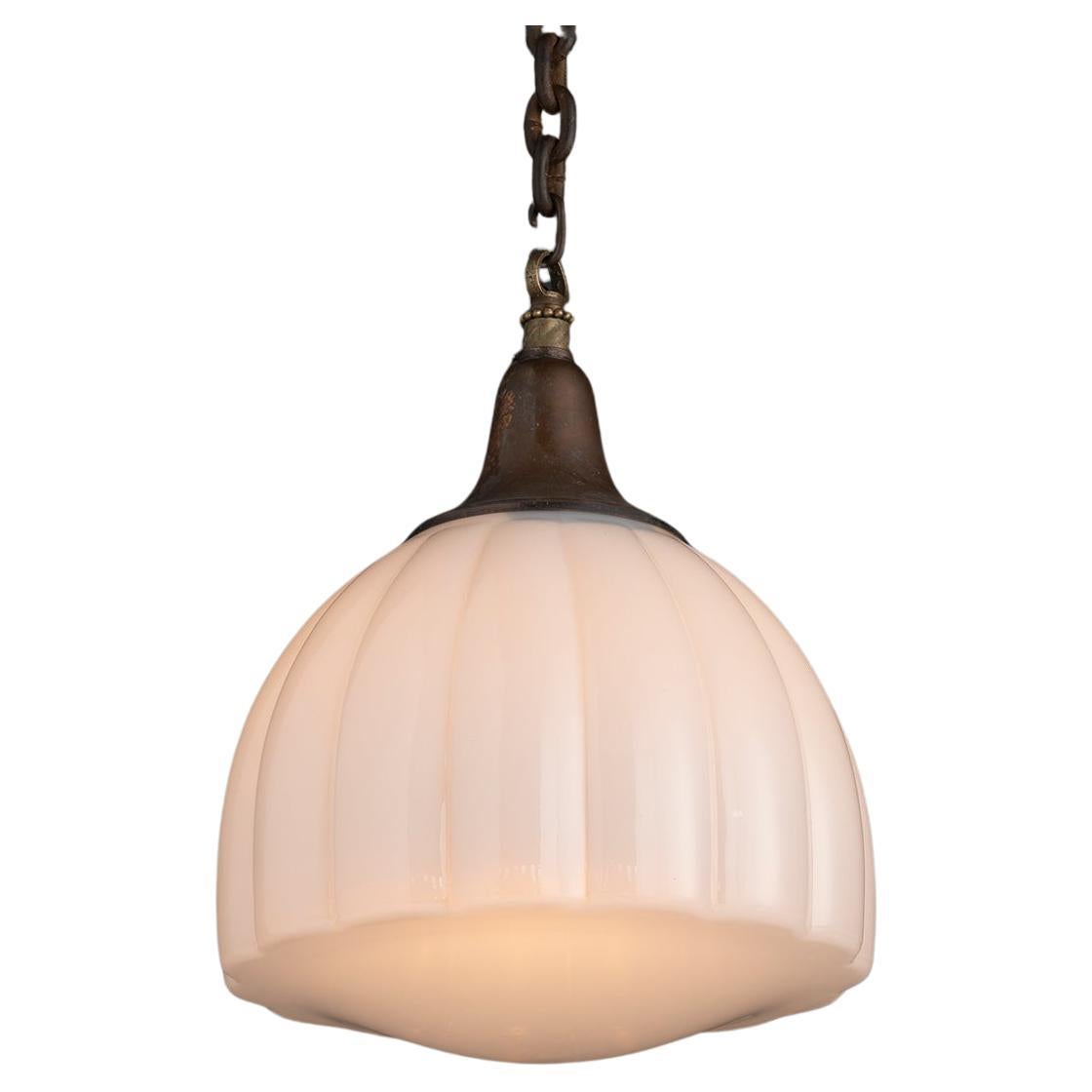 Ribbed Opaline Pendant, Netherlands circa 1920