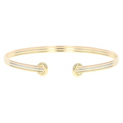 Ribbed Oval Cuff Bracelet, 18 Karat Yellow, White, and Rose Gold