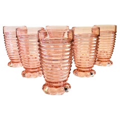 Ribbed Pink Tumblers - Manhattan Pink by Anchor Hocking - Set of 6