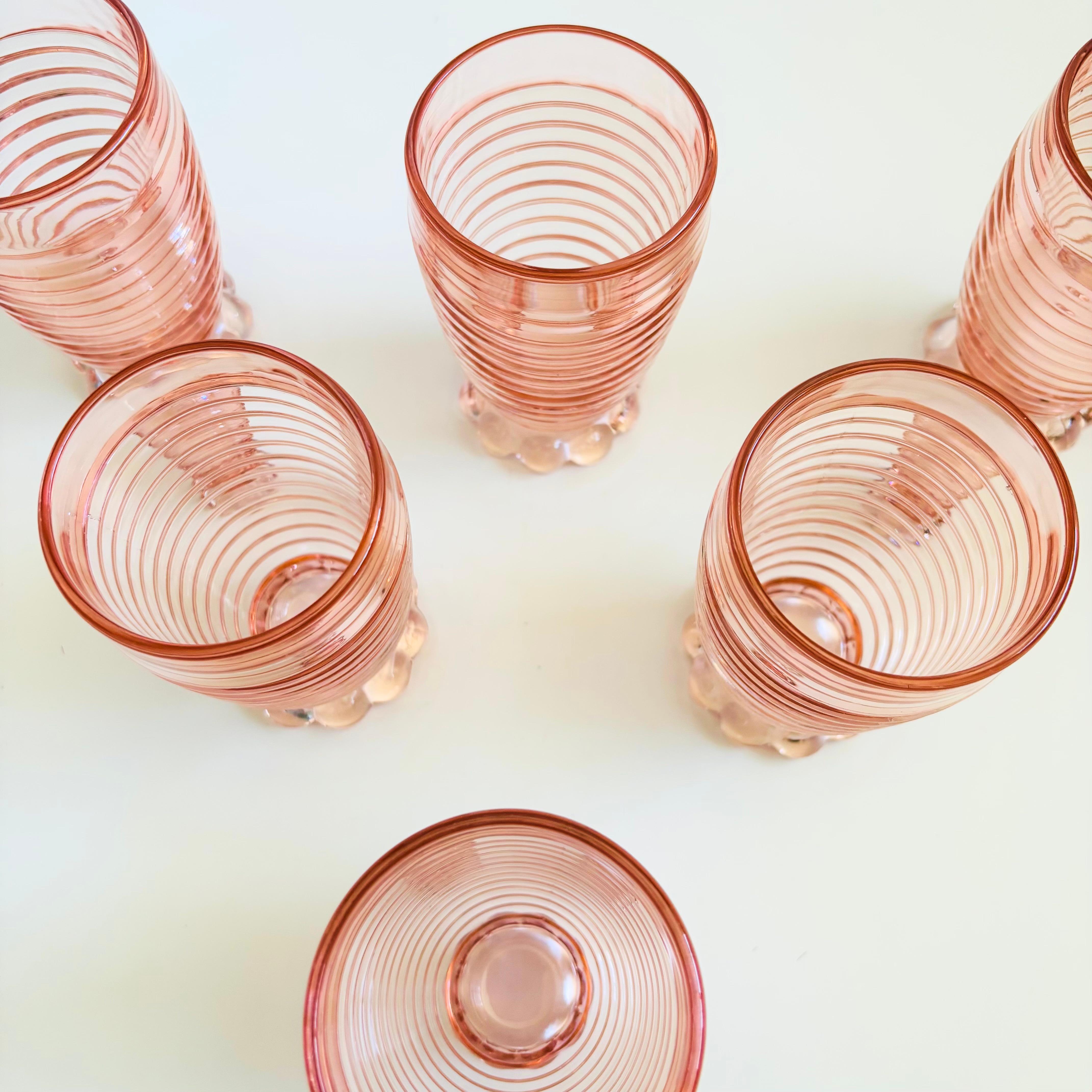 Ribbed Pink Tumblers - Manhattan Pink by Anchor Hocking - Set of 6 For Sale 2