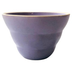 Vintage Ribbed Purple Pottery Planter by Mud Hut