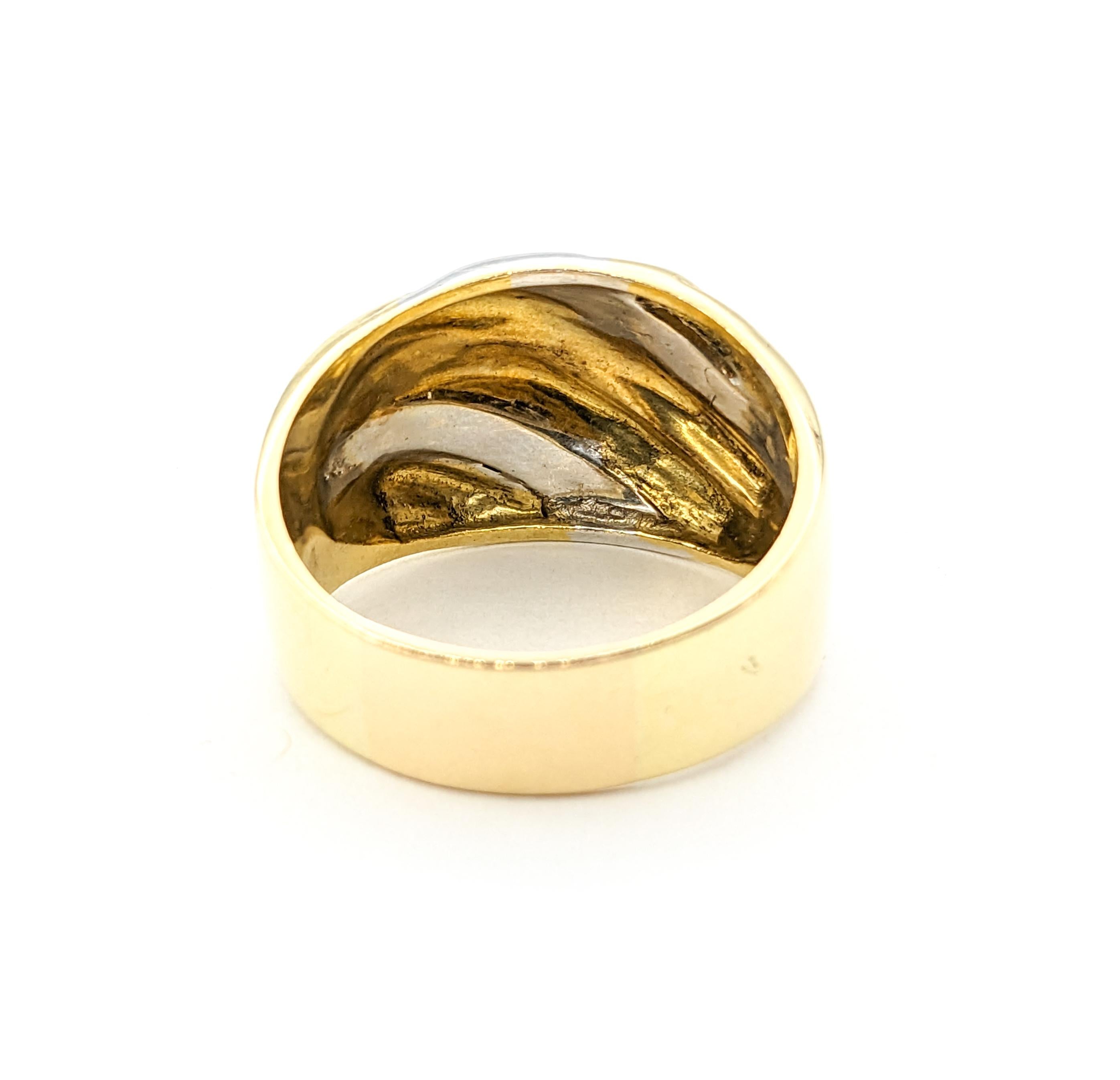 Ribbed Ring In Two-Tone Gold For Sale 5