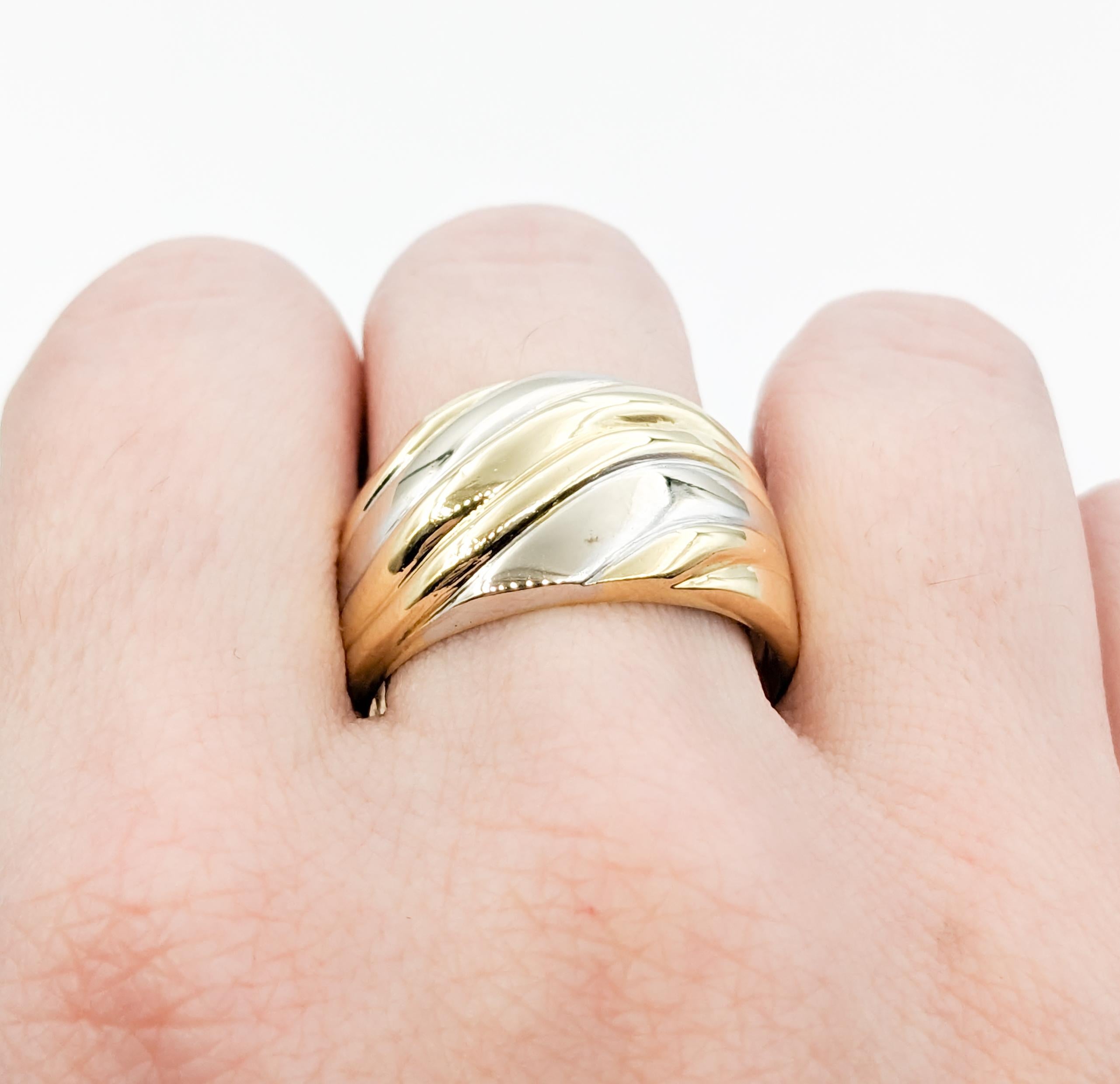 Ribbed Ring In Two-Tone Gold For Sale 1