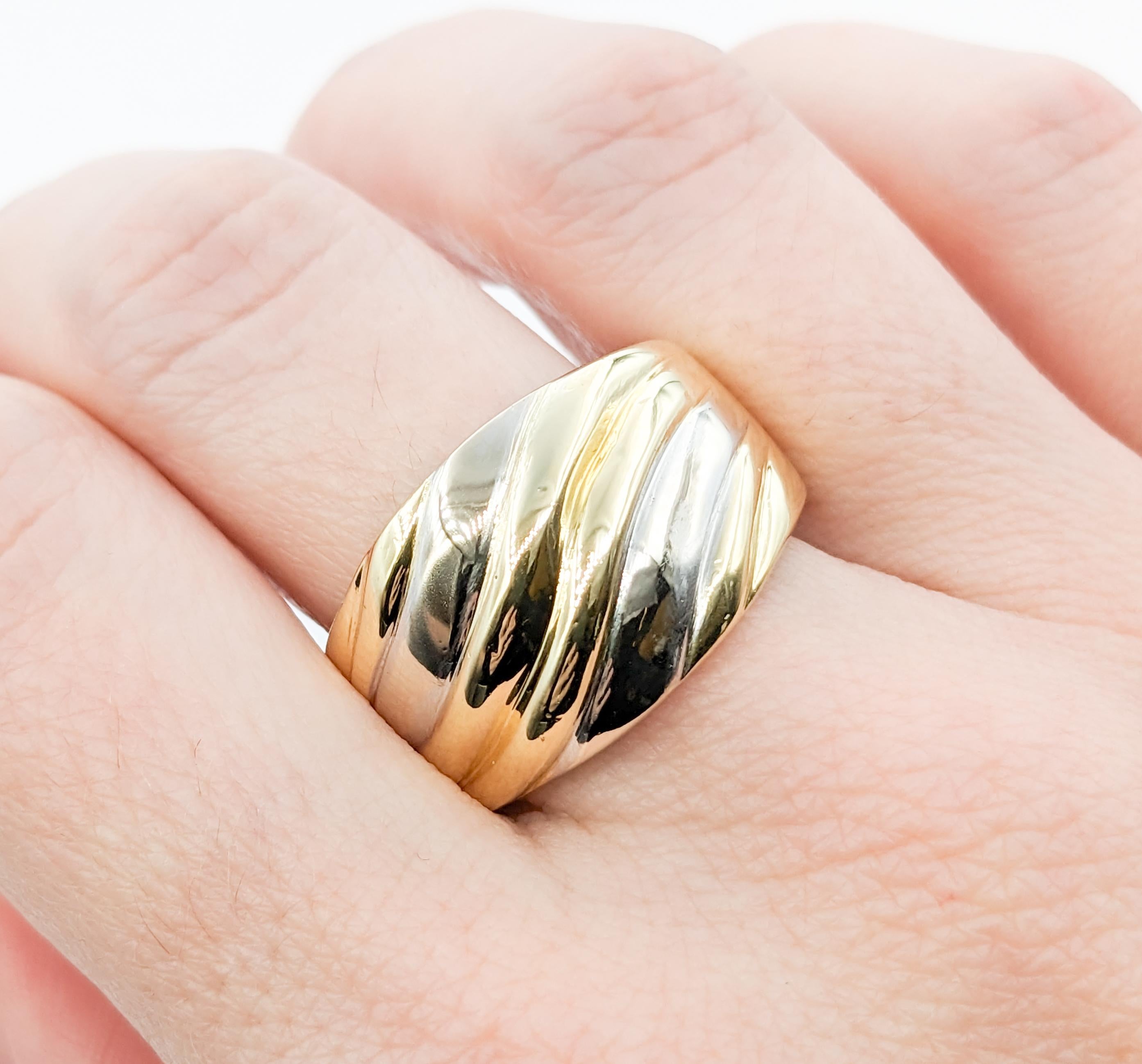 Ribbed Ring In Two-Tone Gold For Sale 2