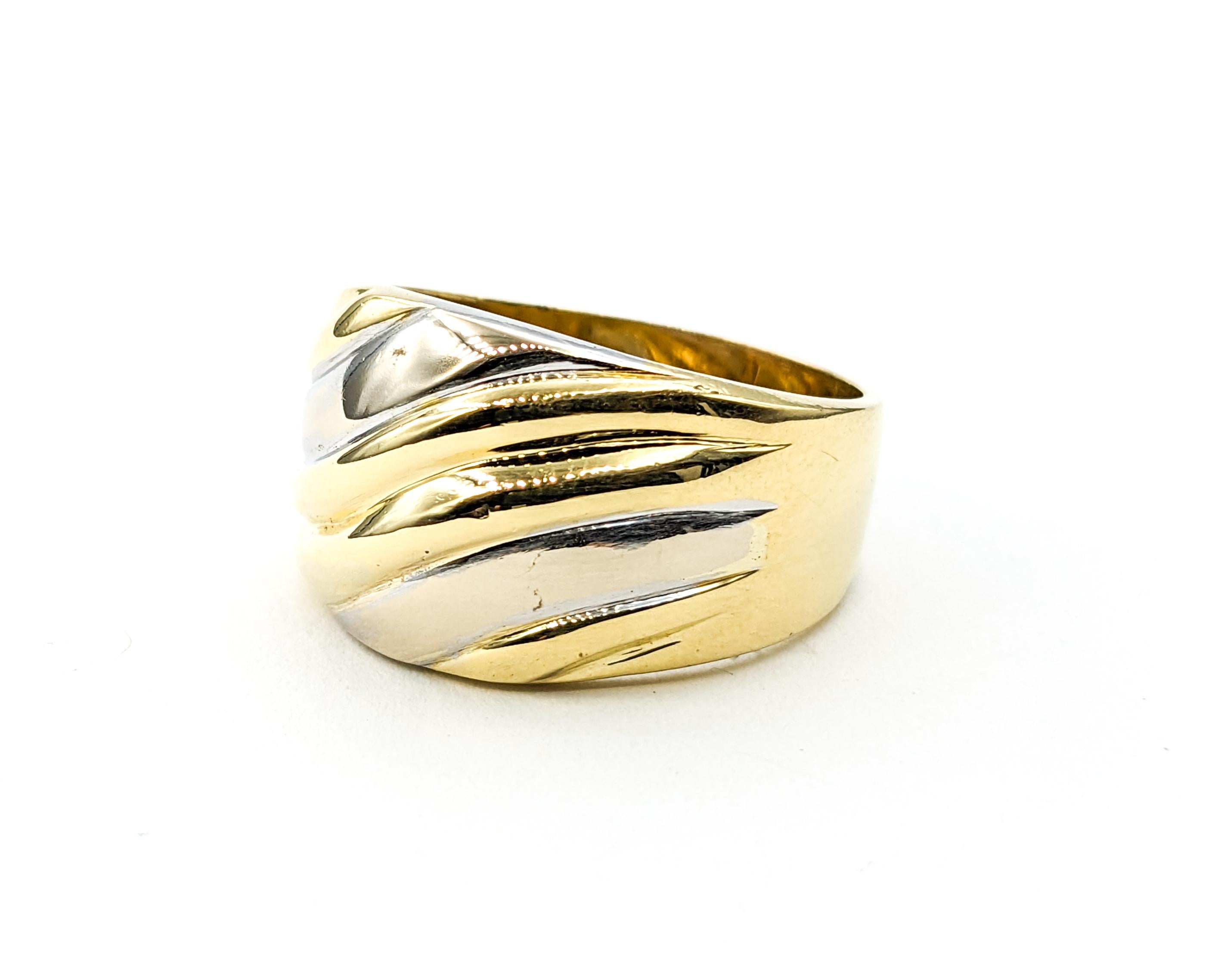 Ribbed Ring In Two-Tone Gold For Sale 3