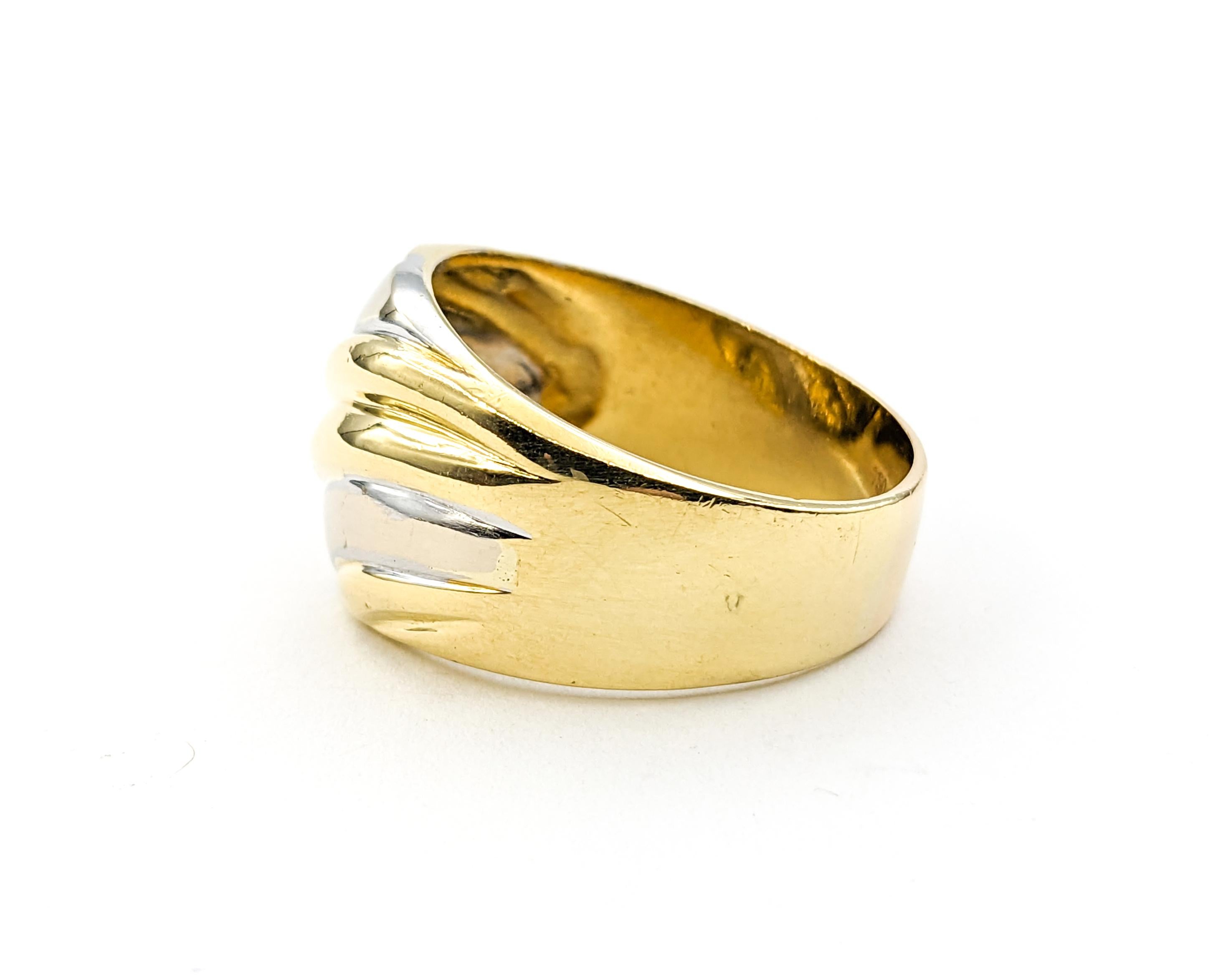 Ribbed Ring In Two-Tone Gold For Sale 4