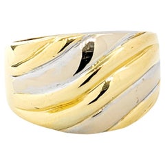 Ribbed Ring In Two-Tone Gold