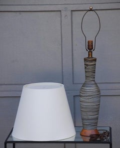 Ribbed Salt Glaze Ceramic Lamp by Lee Rosen for Design Technics