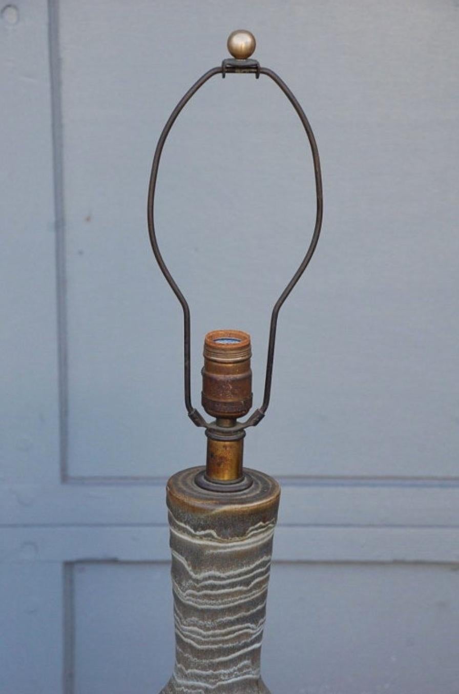 Modern Ribbed Salt Glaze Ceramic Lamp by Lee Rosen for Design Technics For Sale
