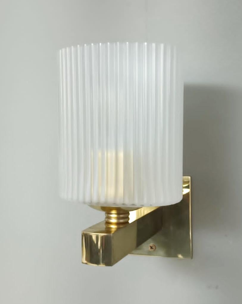 Mid-Century Modern Ribbed Sconces, 5 Available For Sale