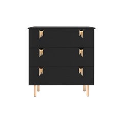 Ribbon 3-Drawer Dresser/Bedside, Black Ashwood, Bronze Hardware by Debra Folz