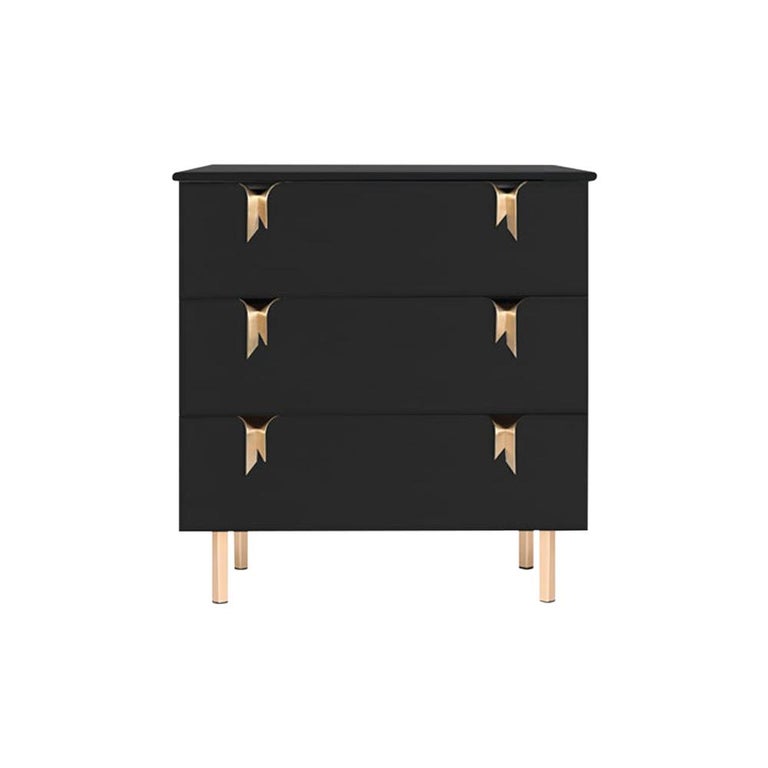 Ribbon 3 Drawer Dresser Bedside Black Ashwood Bronze Hardware By Debra Folz For Sale At 1stdibs